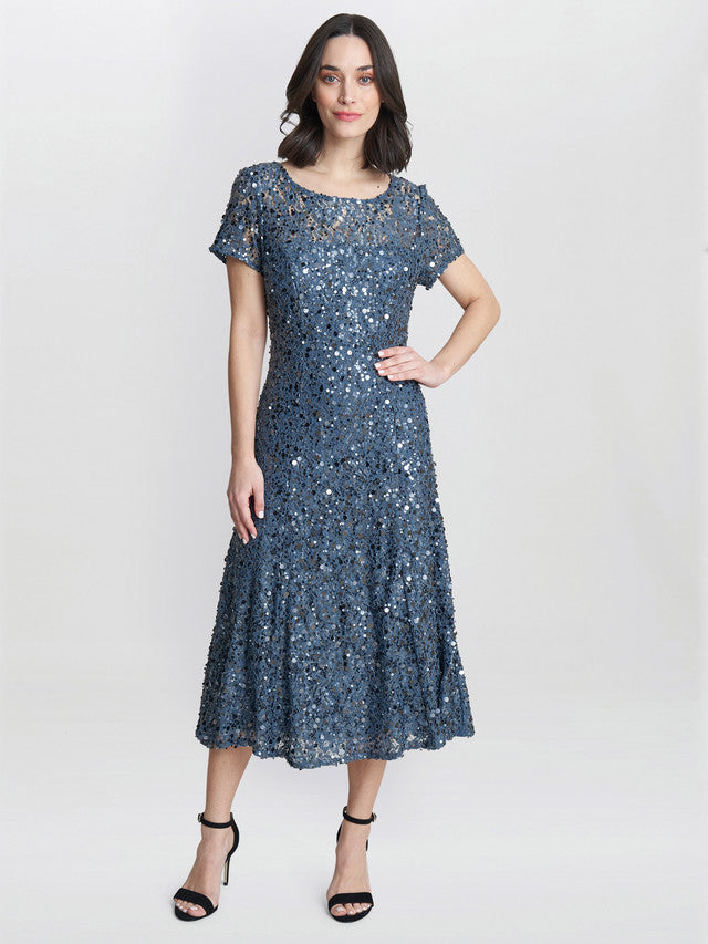 Gina Bacconi Blue Andrea A-Line Dress
