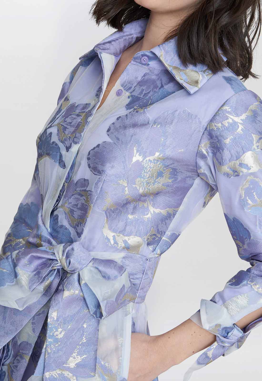 Gina Bacconi Blue Lauren Jacquard Shirt Dress