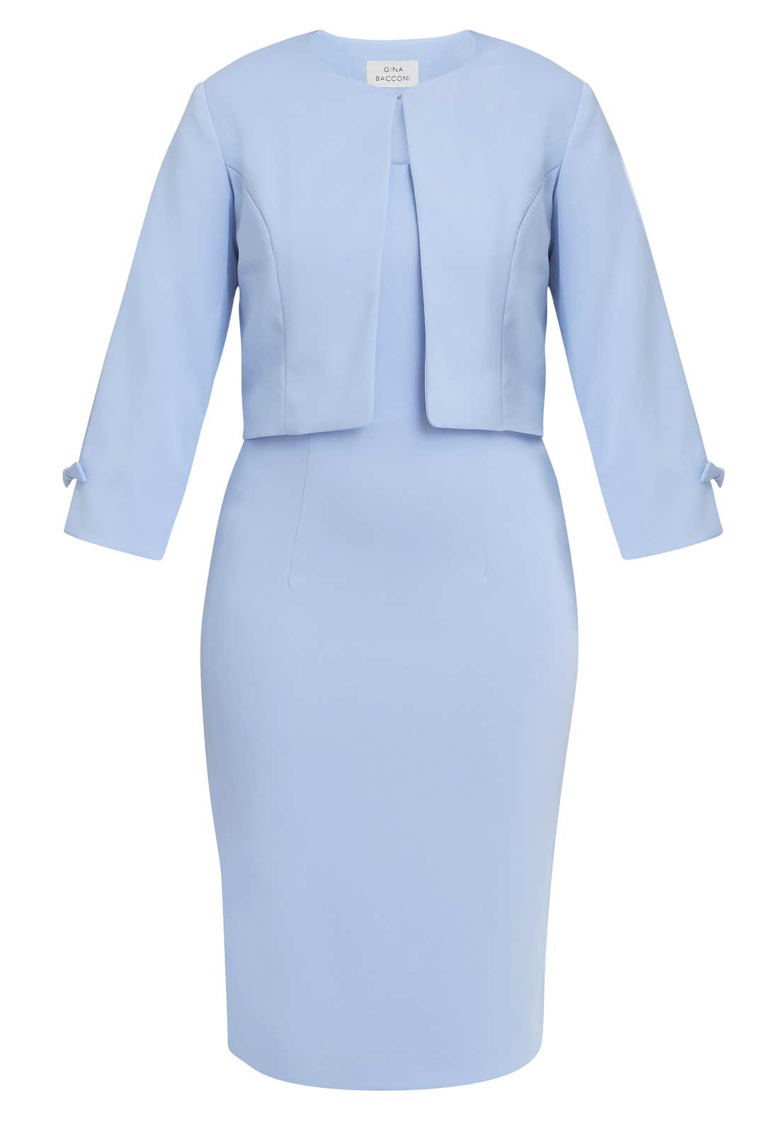 Gina Bacconi Nordic Blue Corinne Crepe Dress And Jacket