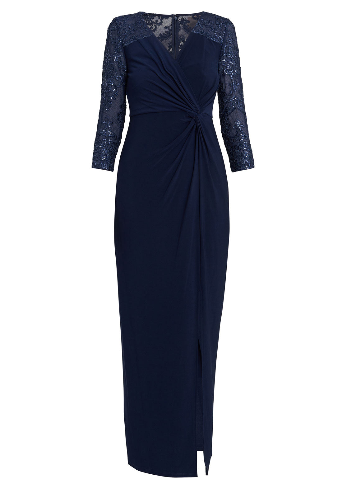 Gina Bacconi Navy Isla Maxi Dress With Twist Front