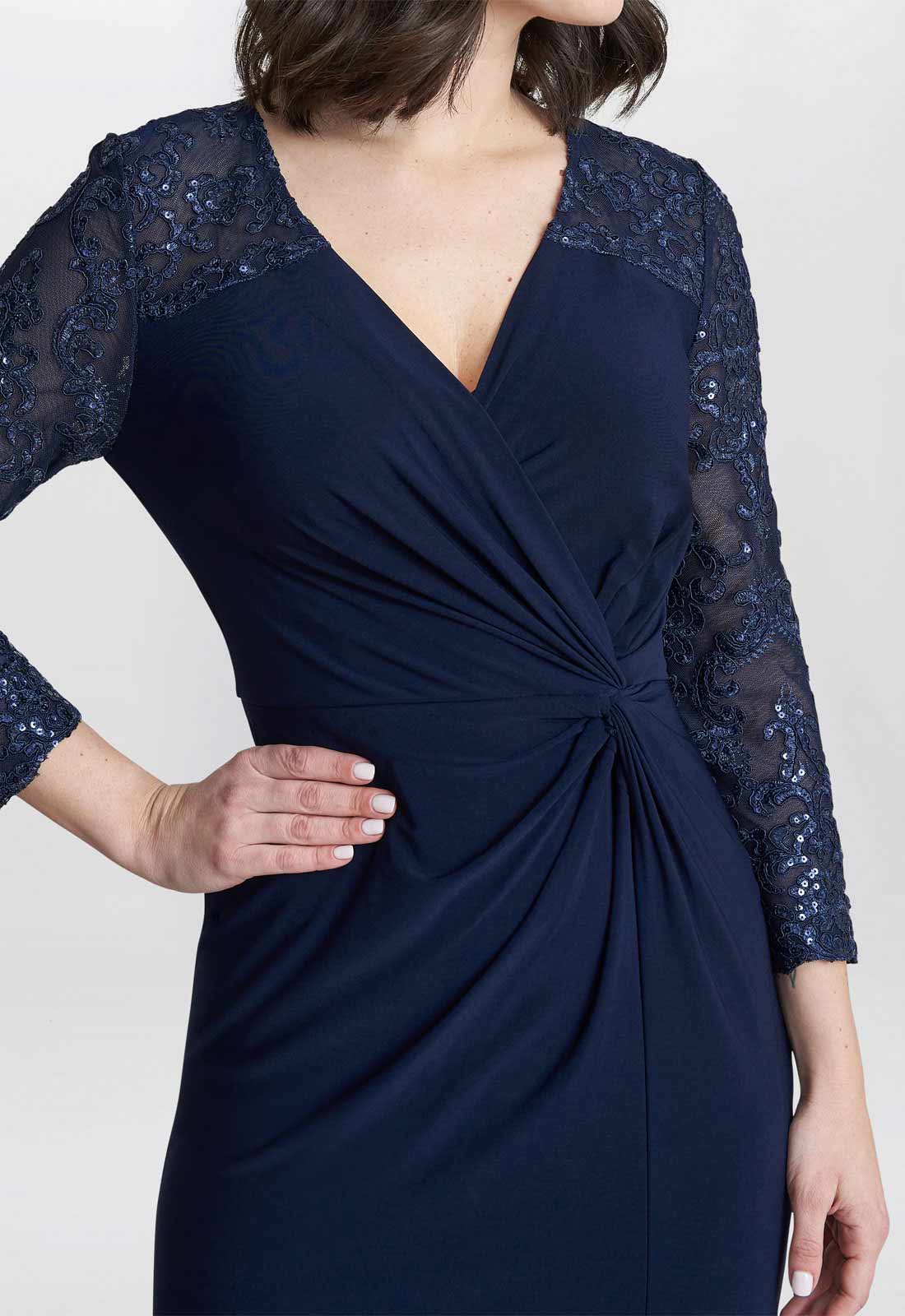 Gina Bacconi Navy Isla Maxi Dress With Twist Front