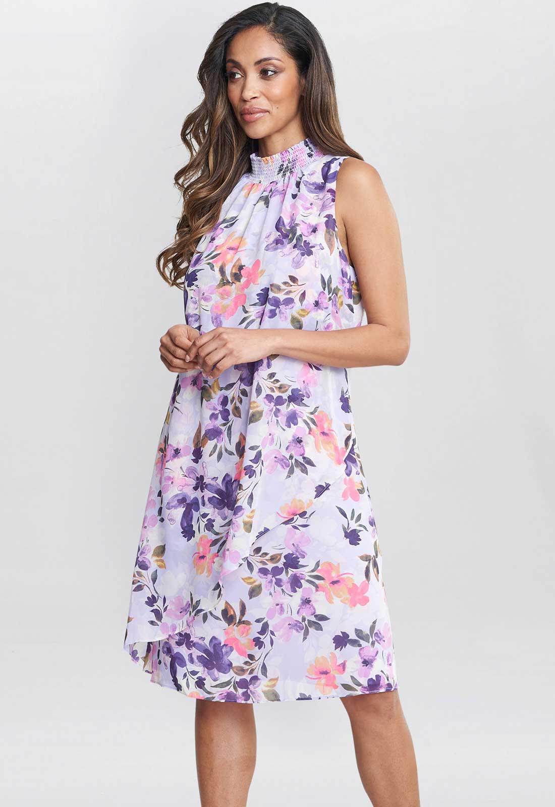 Gina Bacconi Purple Infusion Ginnie Printed Sleeveless Dress