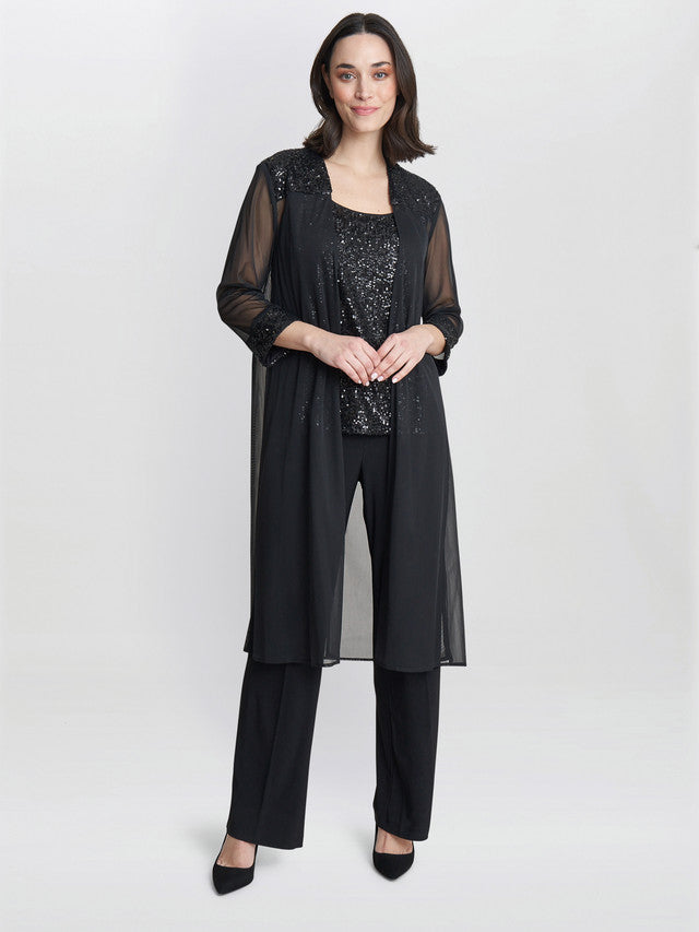 Gina Bacconi Black Jessica Three Piece Sequin Jersey Trouser Suit