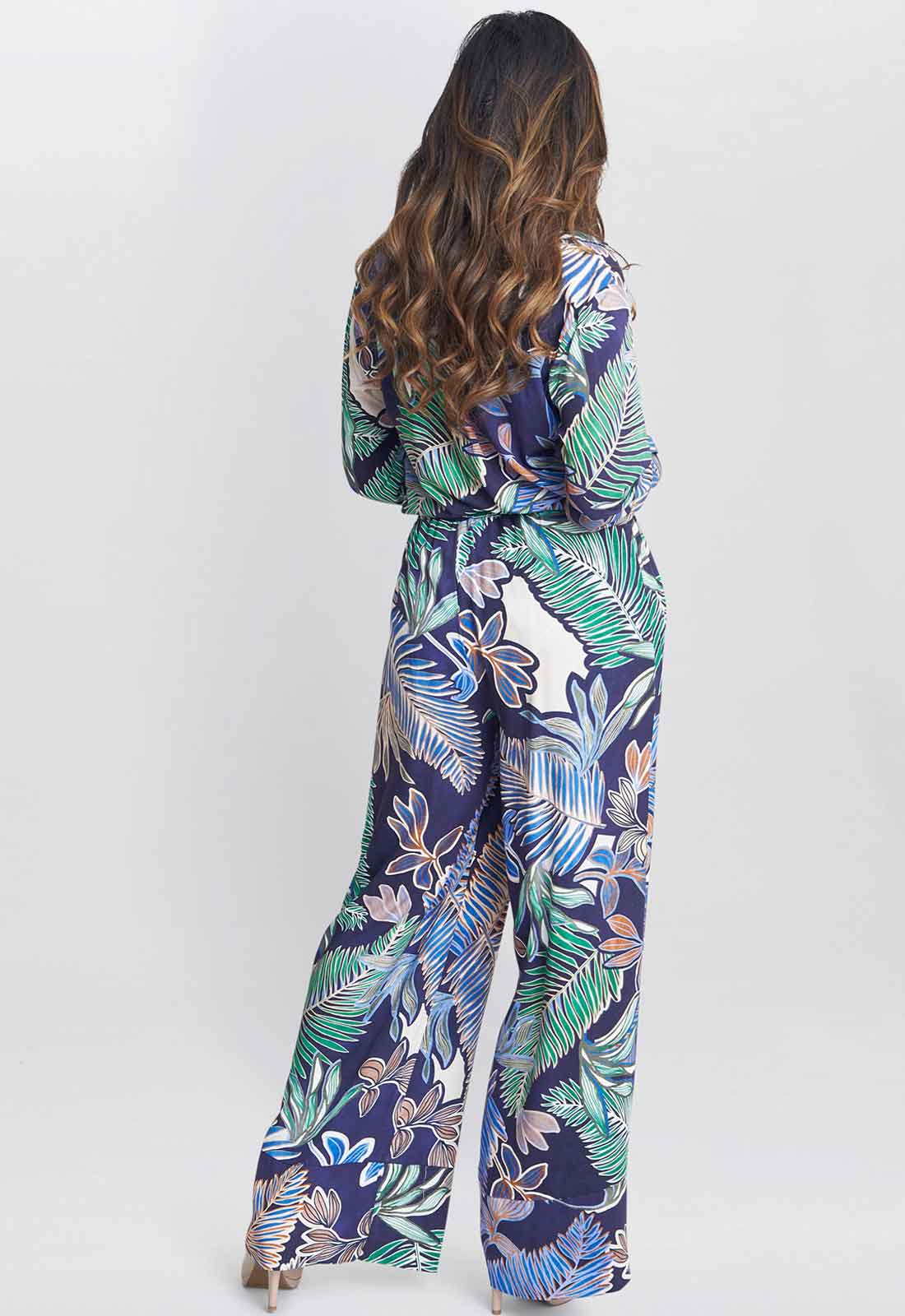 Gina Bacconi Blue Aruna Wide Leg Pull On Trouser