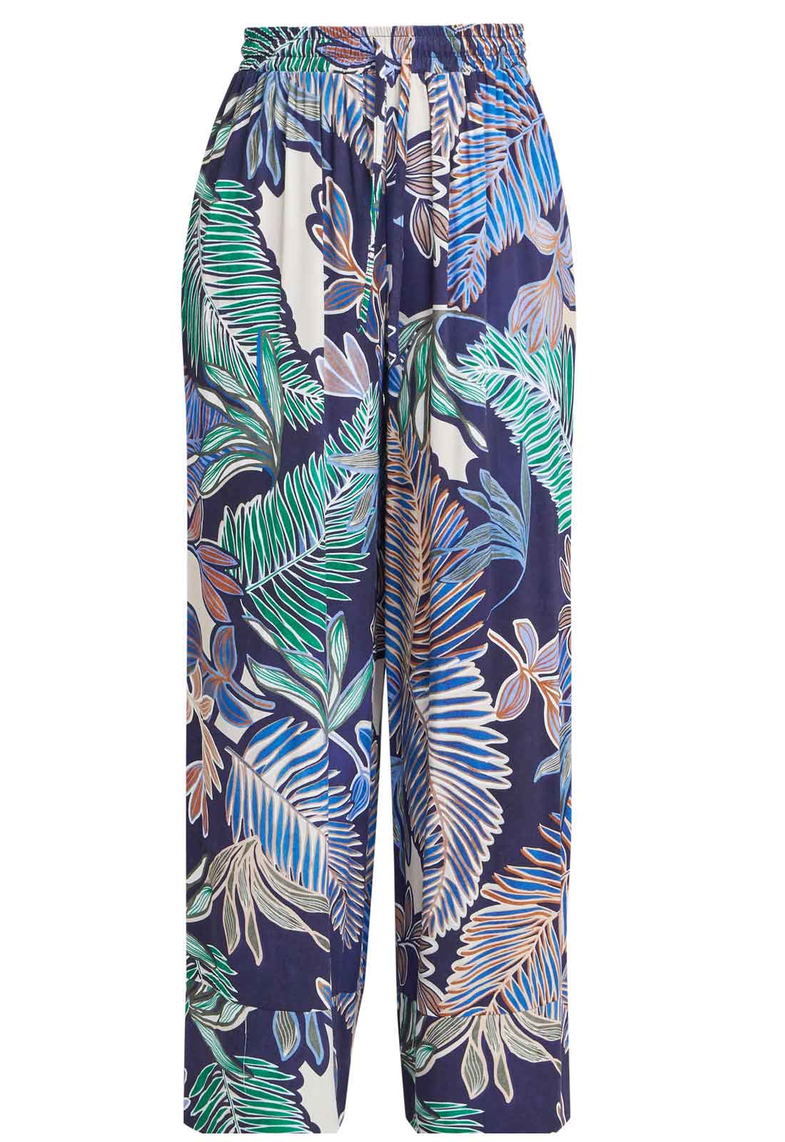 Gina Bacconi Blue Aruna Wide Leg Pull On Trouser