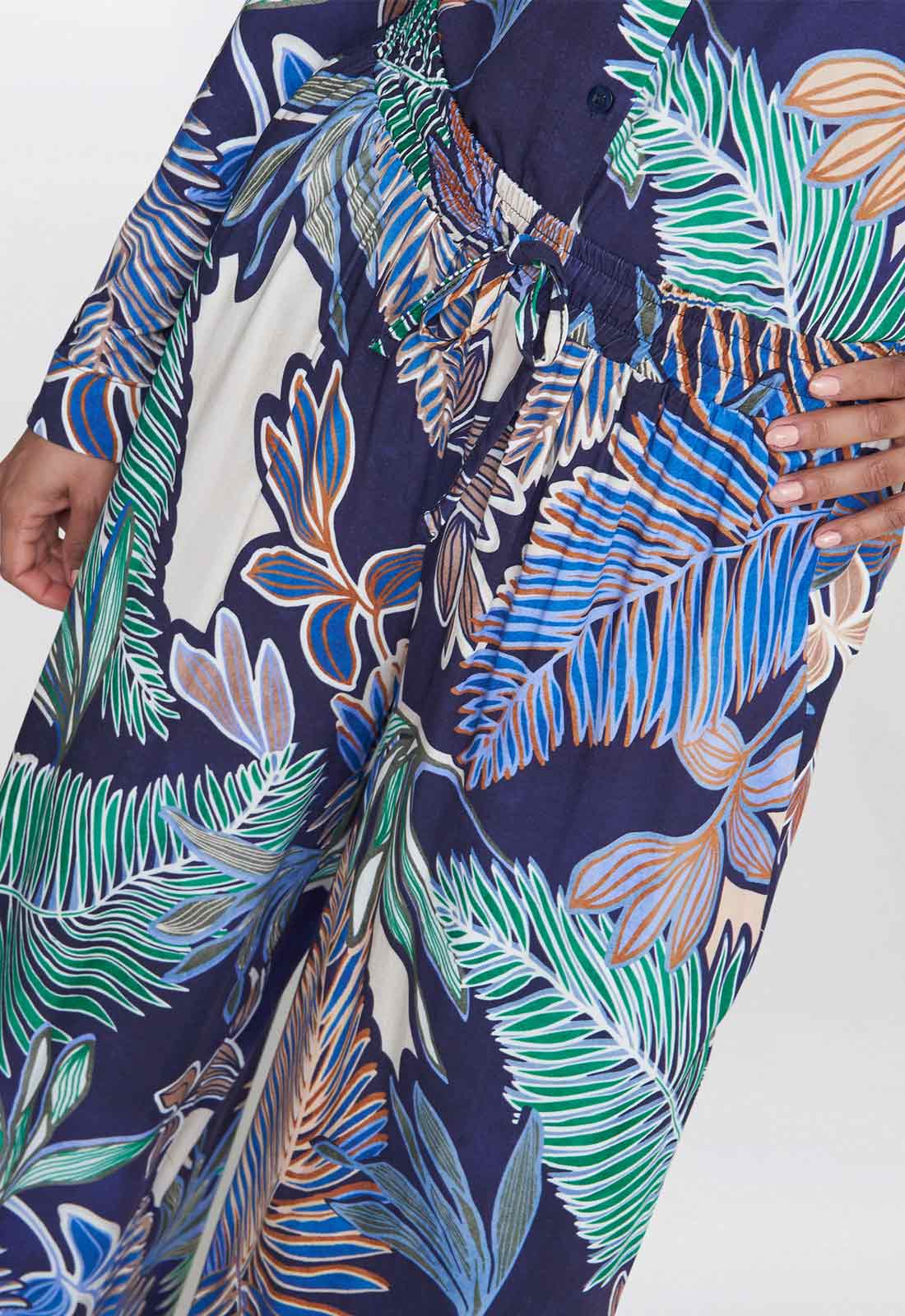 Gina Bacconi Blue Aruna Wide Leg Pull On Trouser