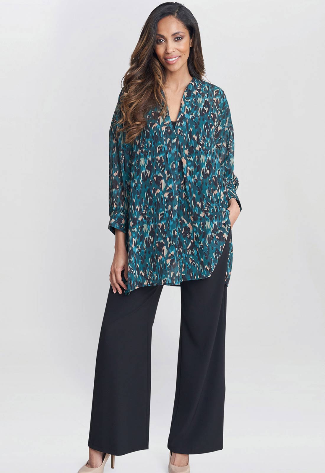 Gina Bacconi Multi Dido Collarless Shirt