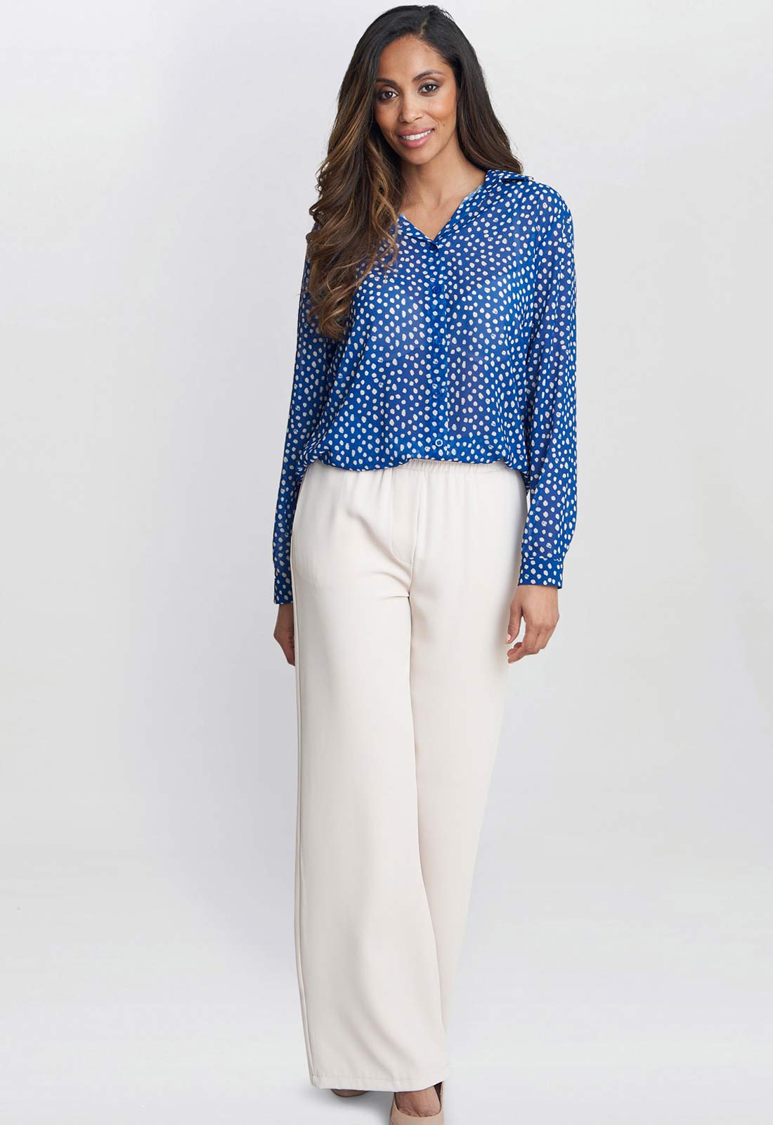 Gina Bacconi Blue Lara Print Georgette Shirt