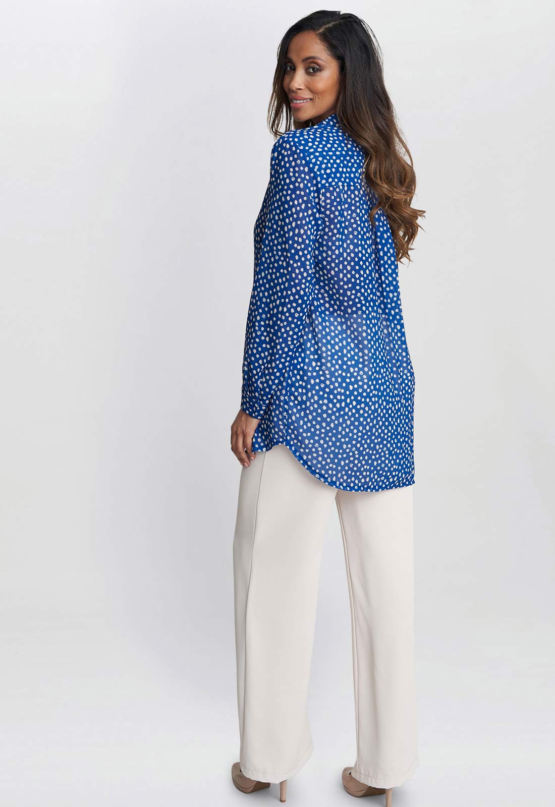 Gina Bacconi Blue Lara Print Georgette Shirt