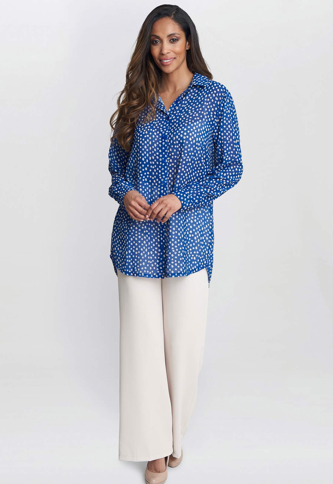 Gina Bacconi Blue Lara Print Georgette Shirt