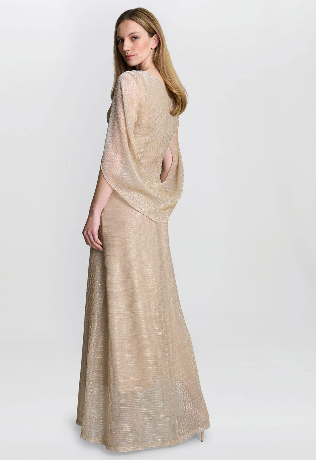 Gina Bacconi Gold Joanna Metallic Knit Maxi Dress