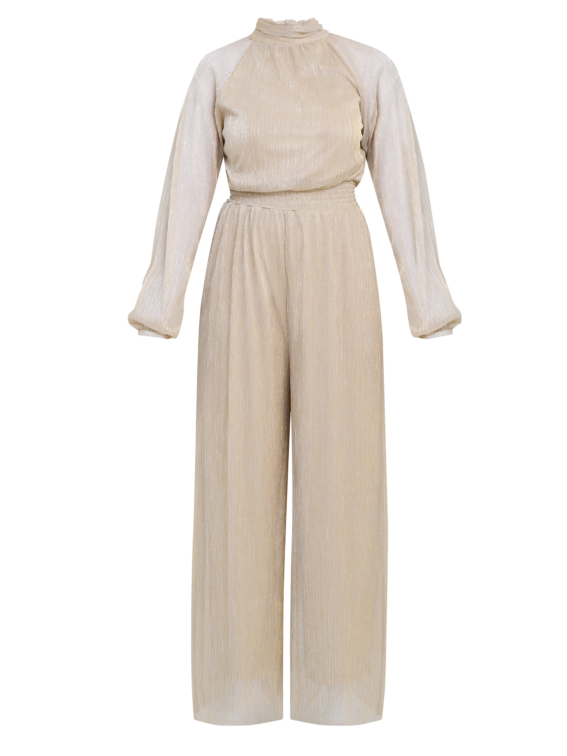 Gina Bacconi Gold / Silver Kylie Metallic Knit Jumpsuit