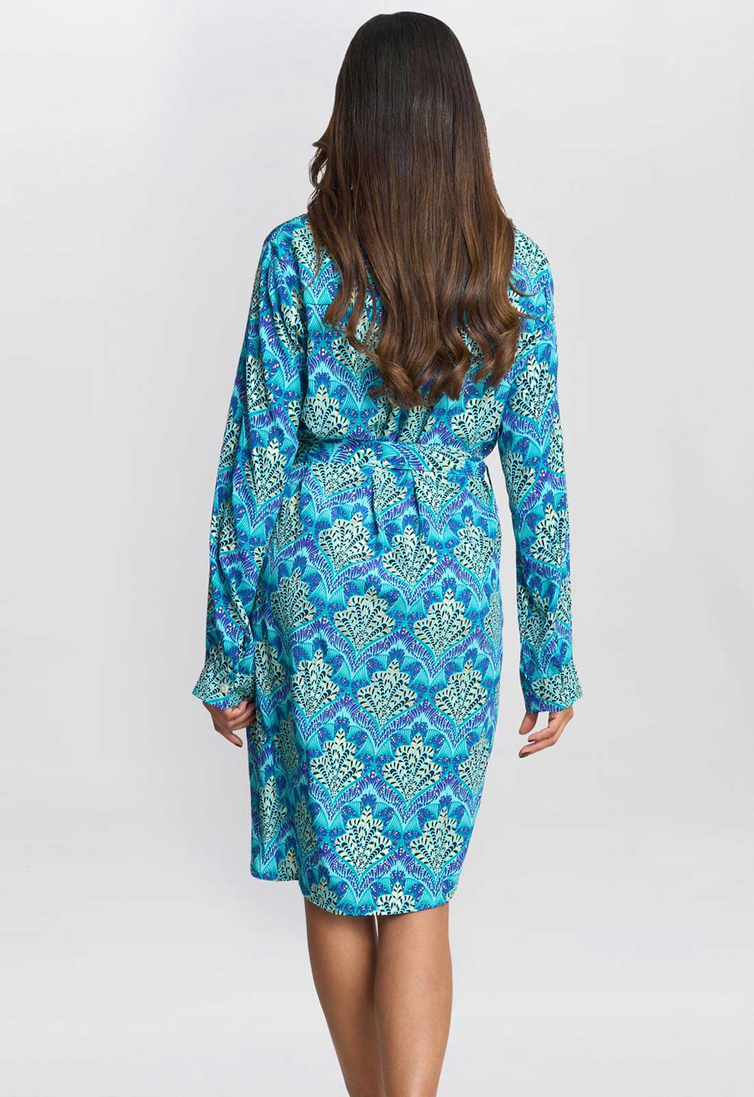 Gina Bacconi Blue and Yellow Lexee Shirt Dress