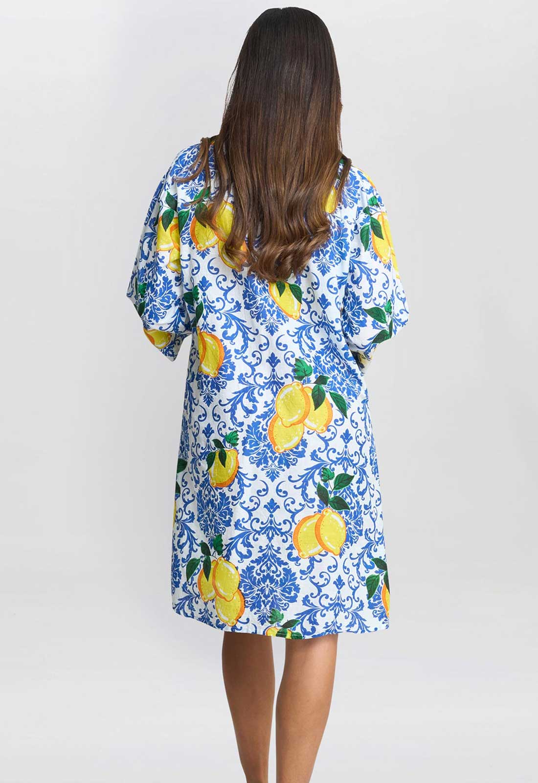 Gina Bacconi Blue and Yellow Lexee Shirt Dress