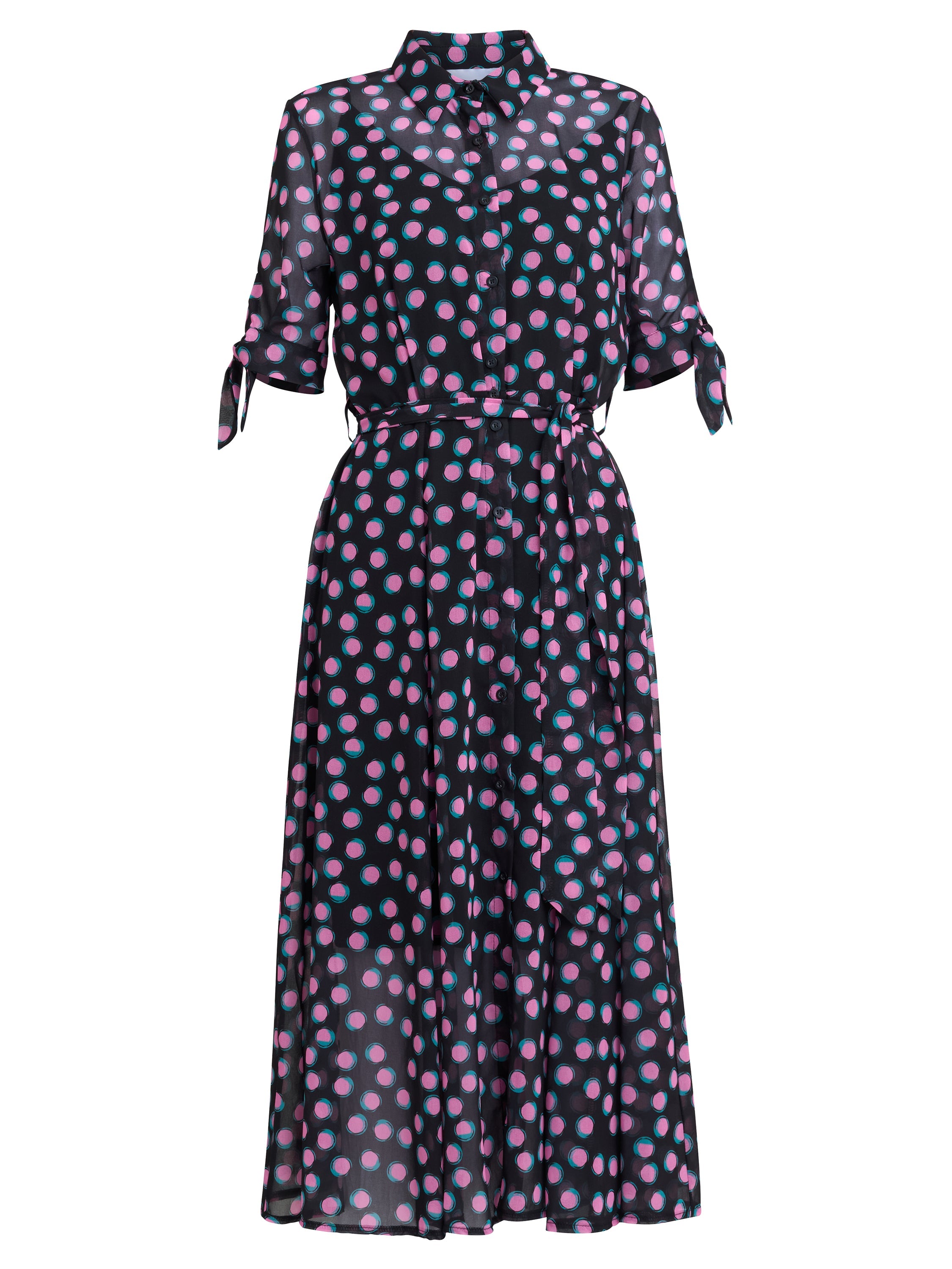 Gina Bacconi Black / Pink Adrienne Shirt Dress