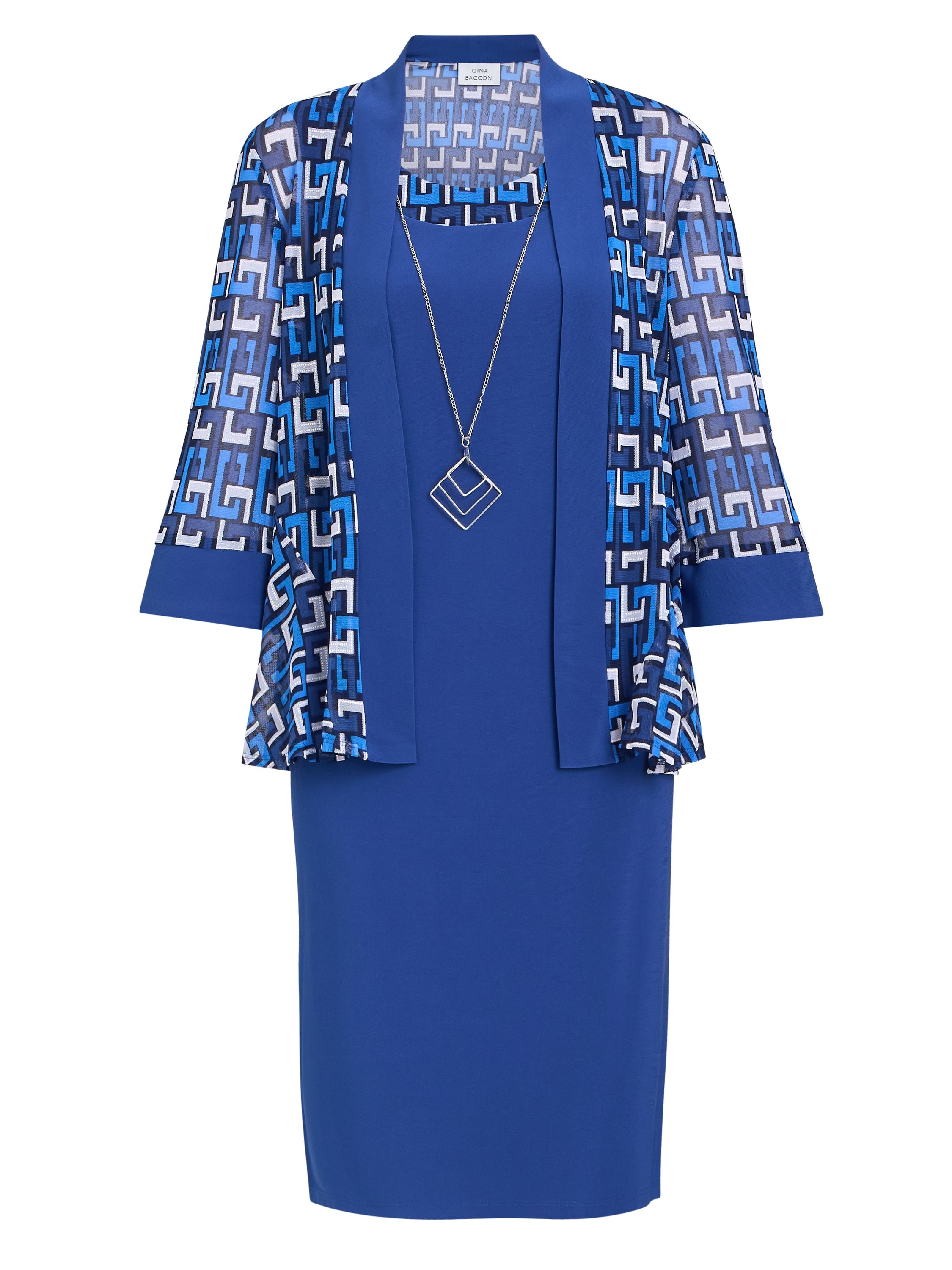 Gina Bacconi Cobalt Sofia Print Dress And Jacket