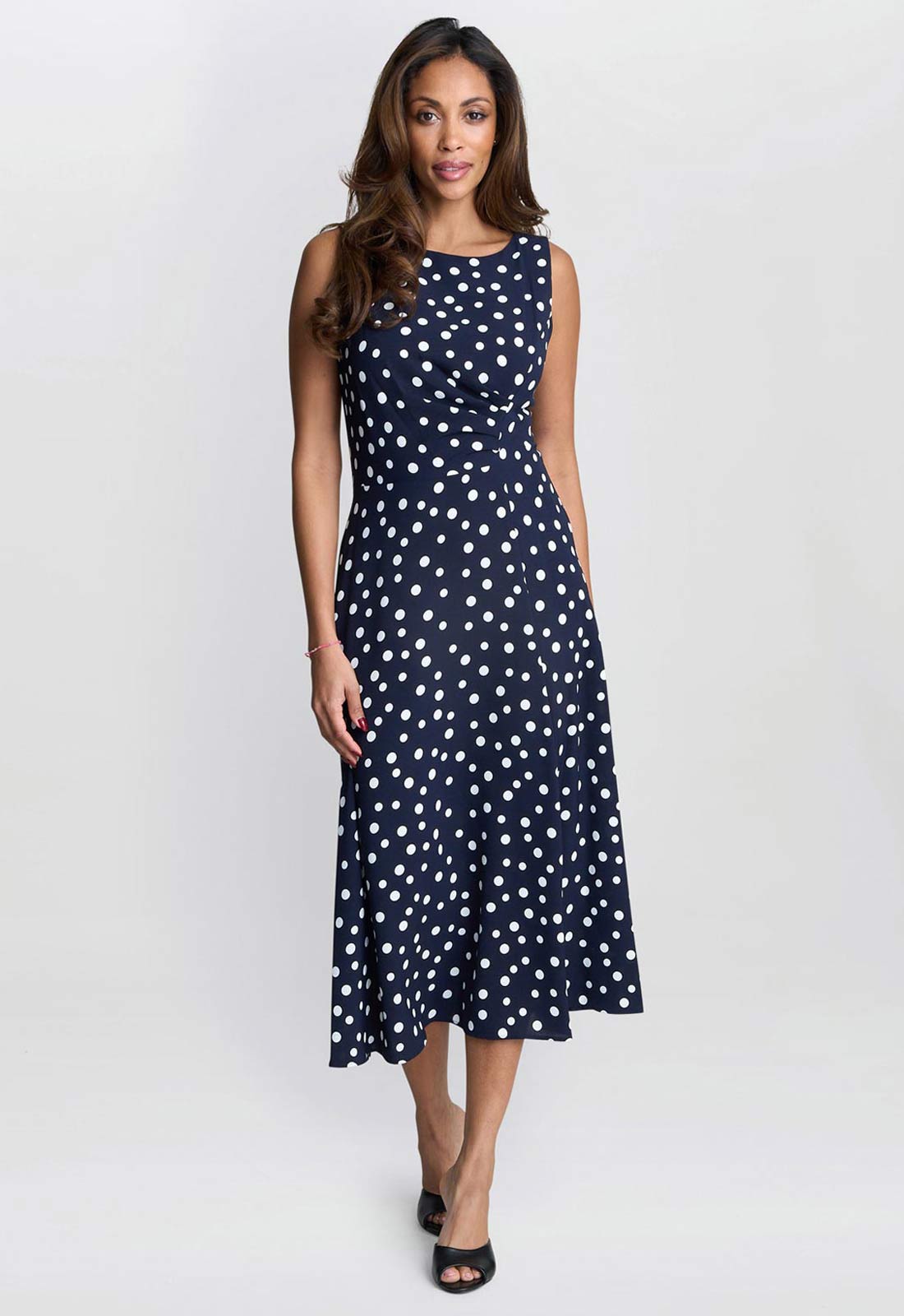 Gina Bacconi Navy Lacinda Spot Dress