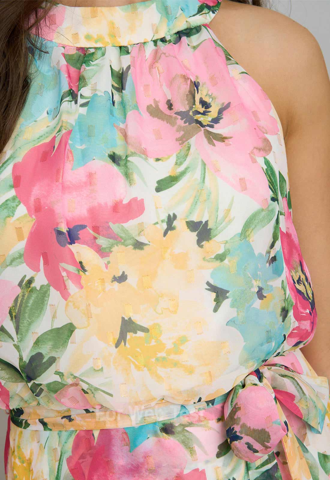 Gina Bacconi Multi Beatrice Lurex Chiffon Dress detail