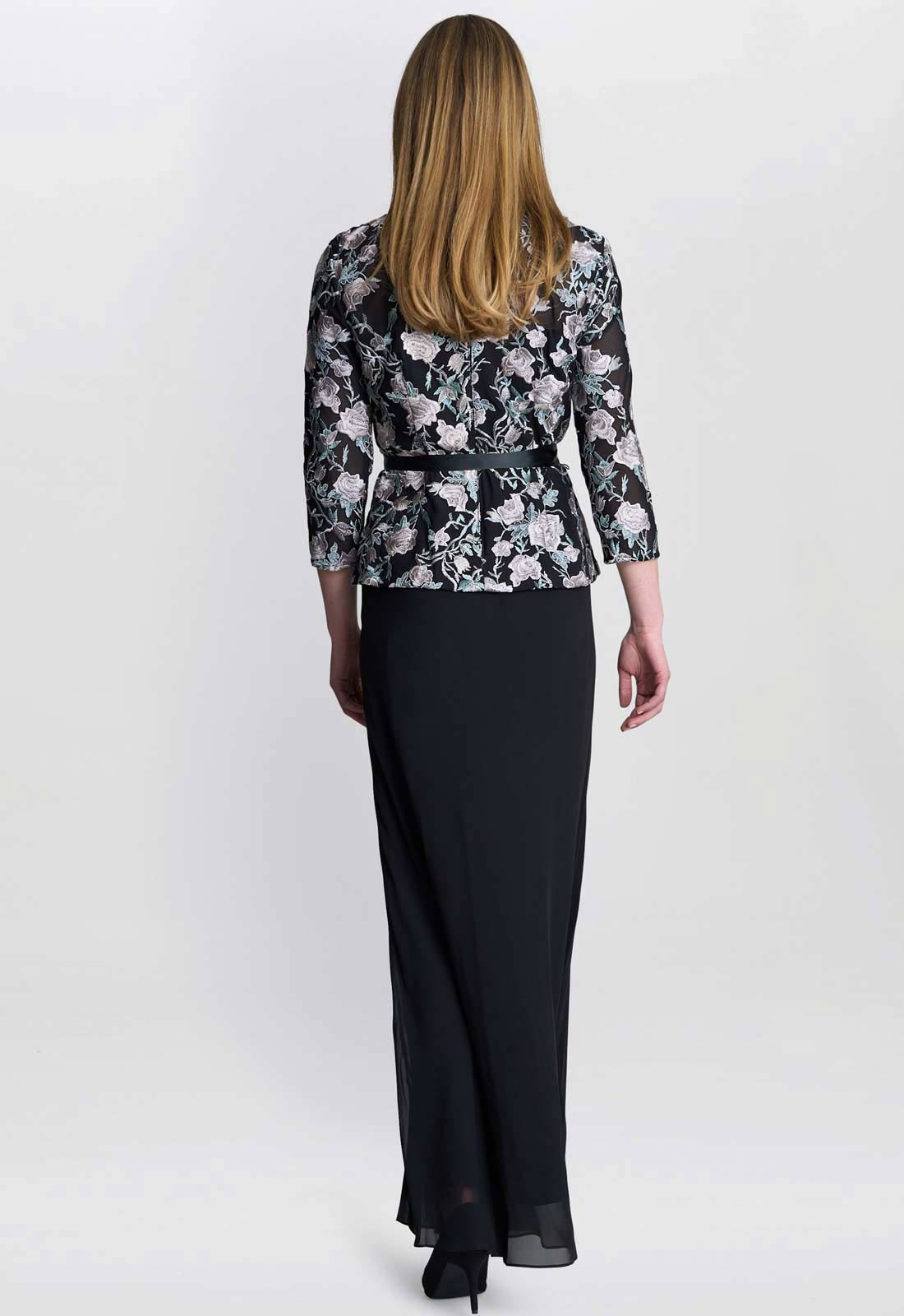 Gina Bacconi Black Bernice Chiffon Maxi Skirt