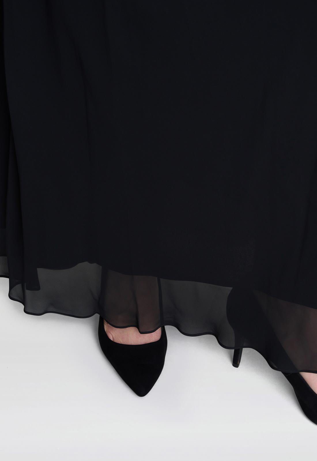 Gina Bacconi Black Bernice Chiffon Maxi Skirt