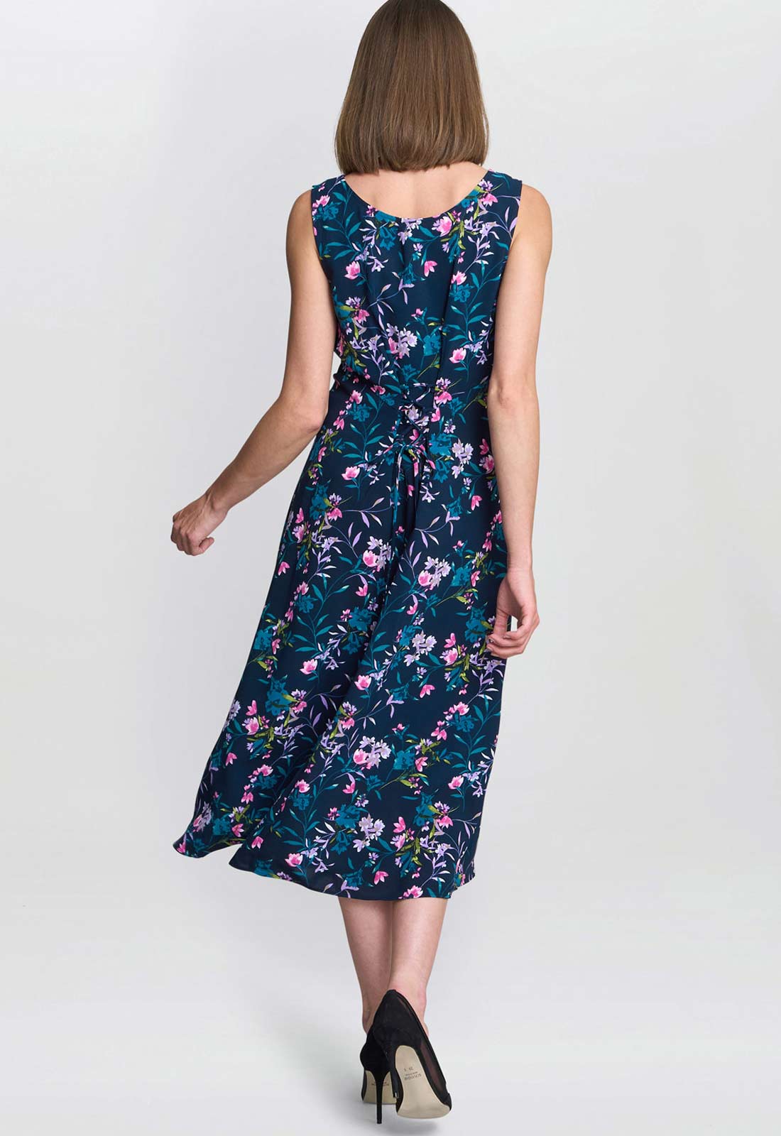 Gina Bacconi Navy Flo Floral Jersey Dress