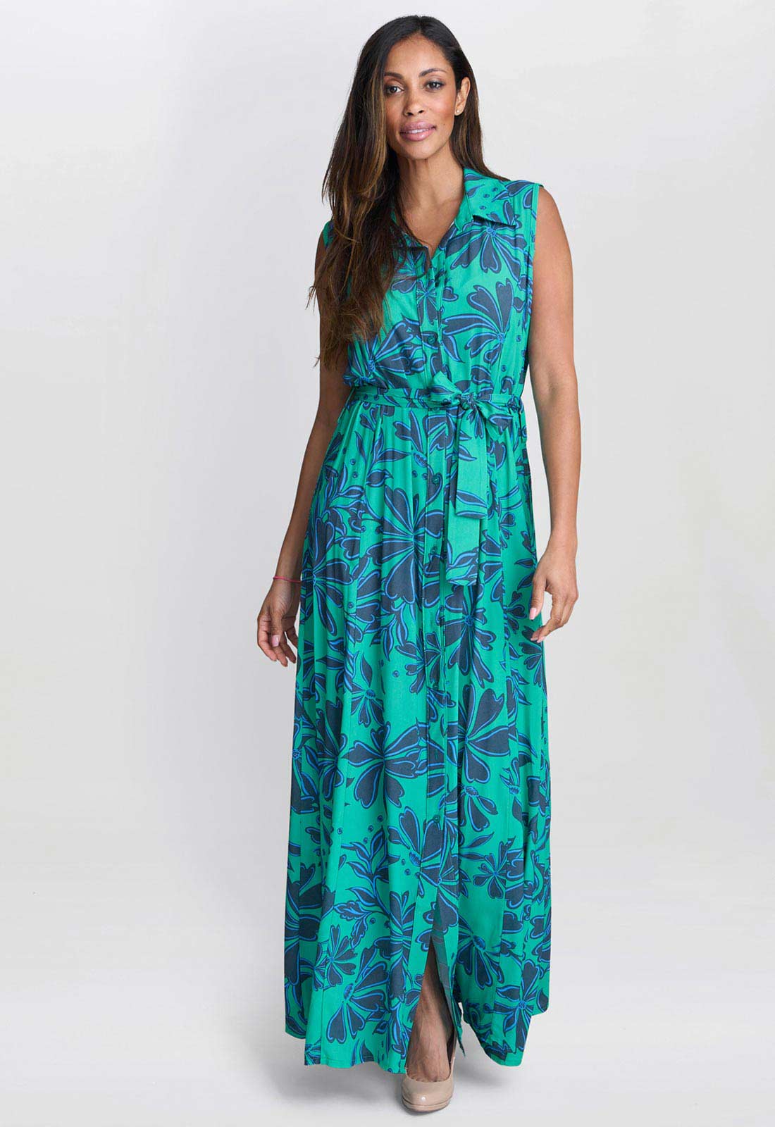 Gina Bacconi Blue Reagan Long Shirt Dress
