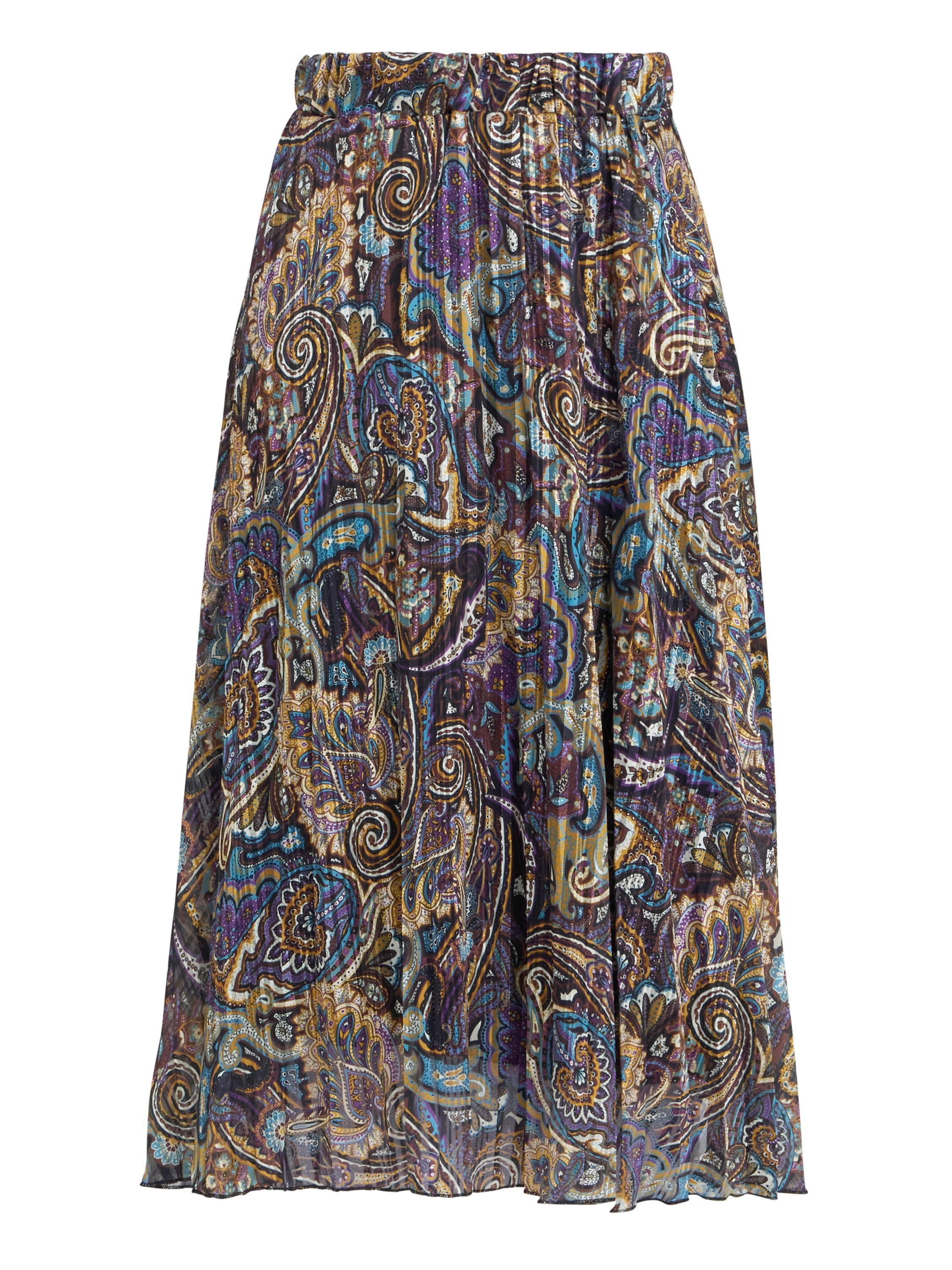 Gina Bacconi Navy Pleated Jacquard Skirt