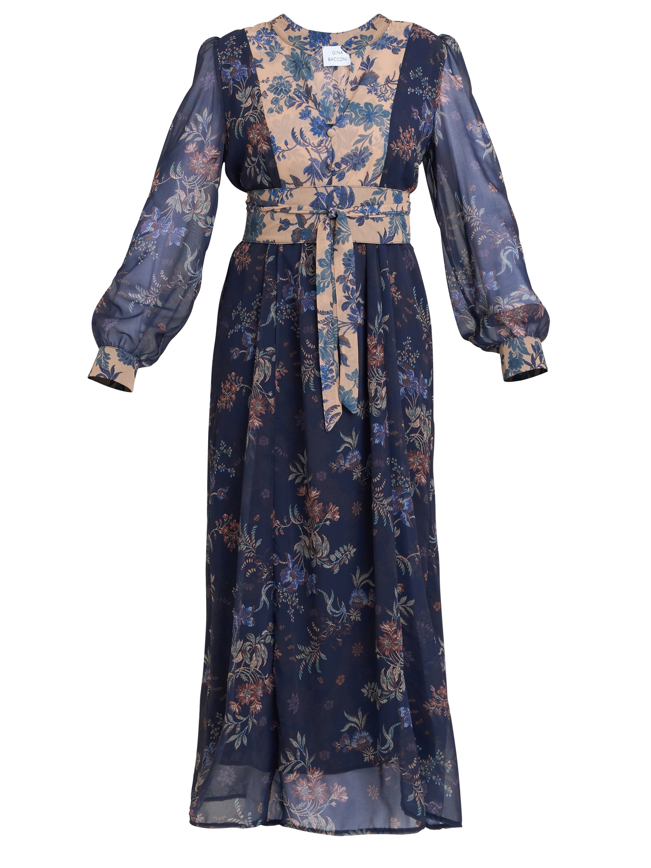 Gina Bacconi Navy / Multi Renata Boho Dress
