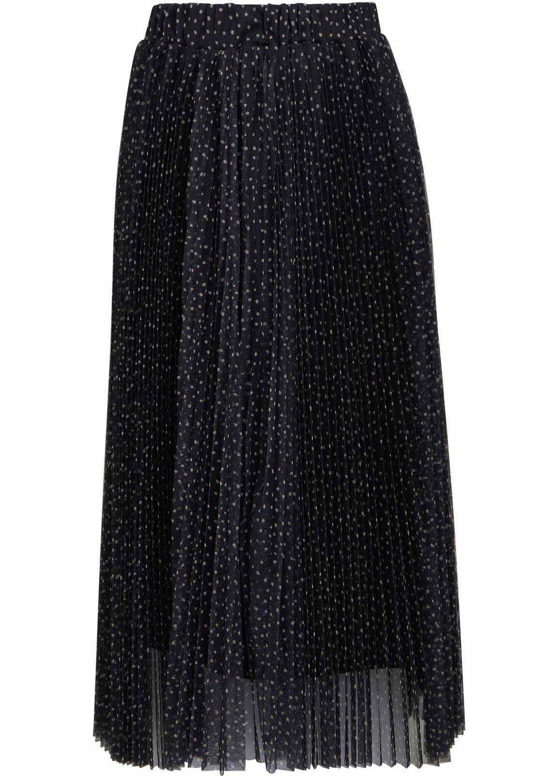 Gina Bacconi Black / Cream Roslynn Pleated Mesh Skirt