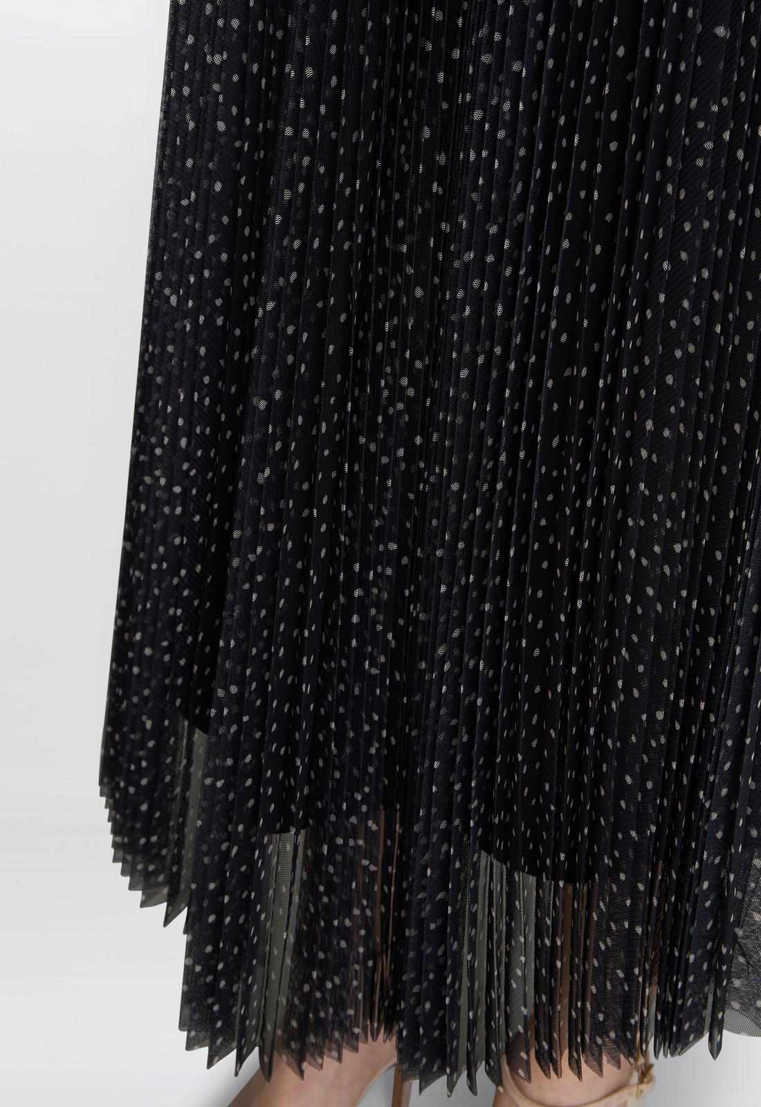 Gina Bacconi Black / Cream Roslynn Pleated Mesh Skirt