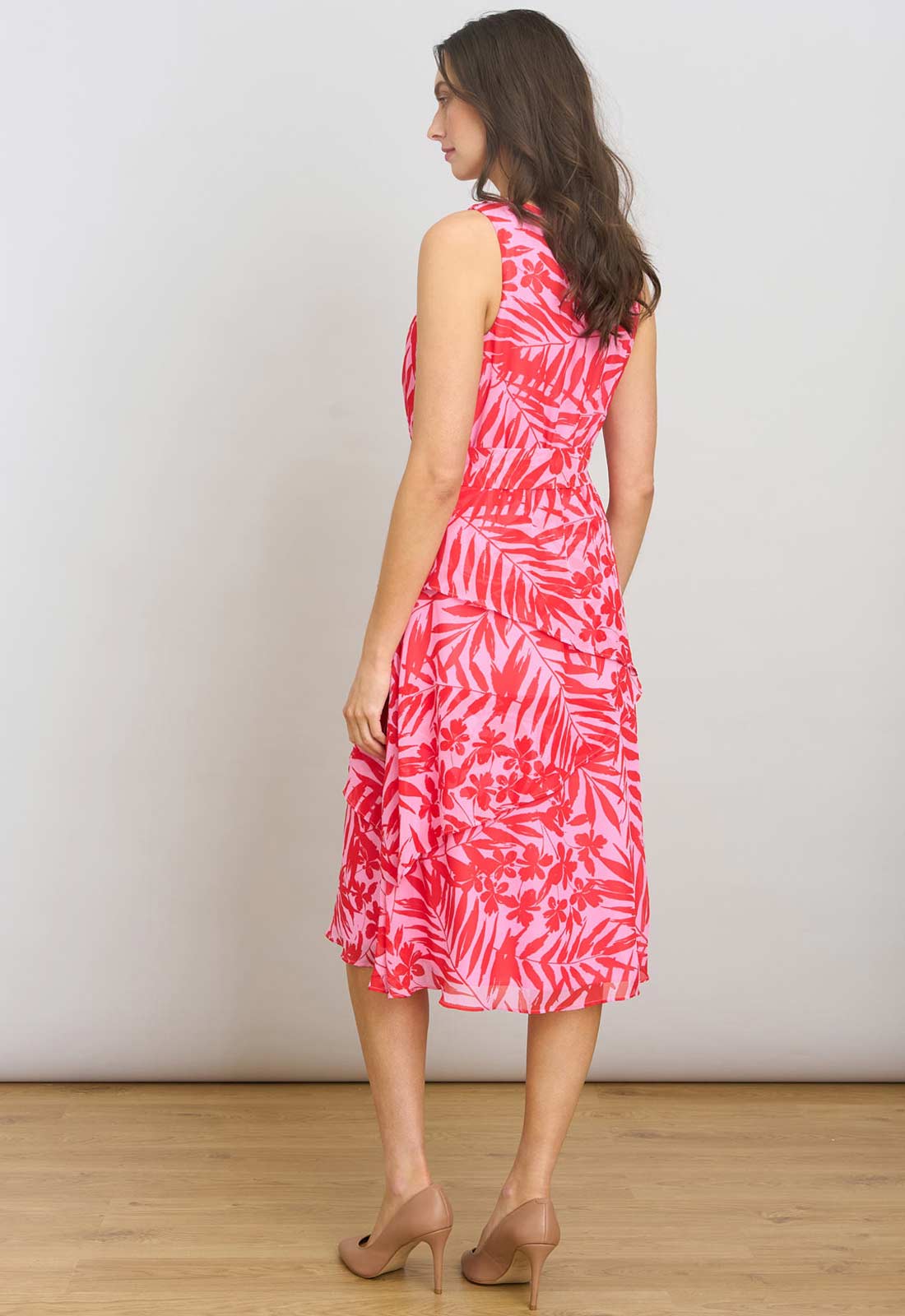 Gina Bacconi PINK Tasha Printed Chiffon Dress