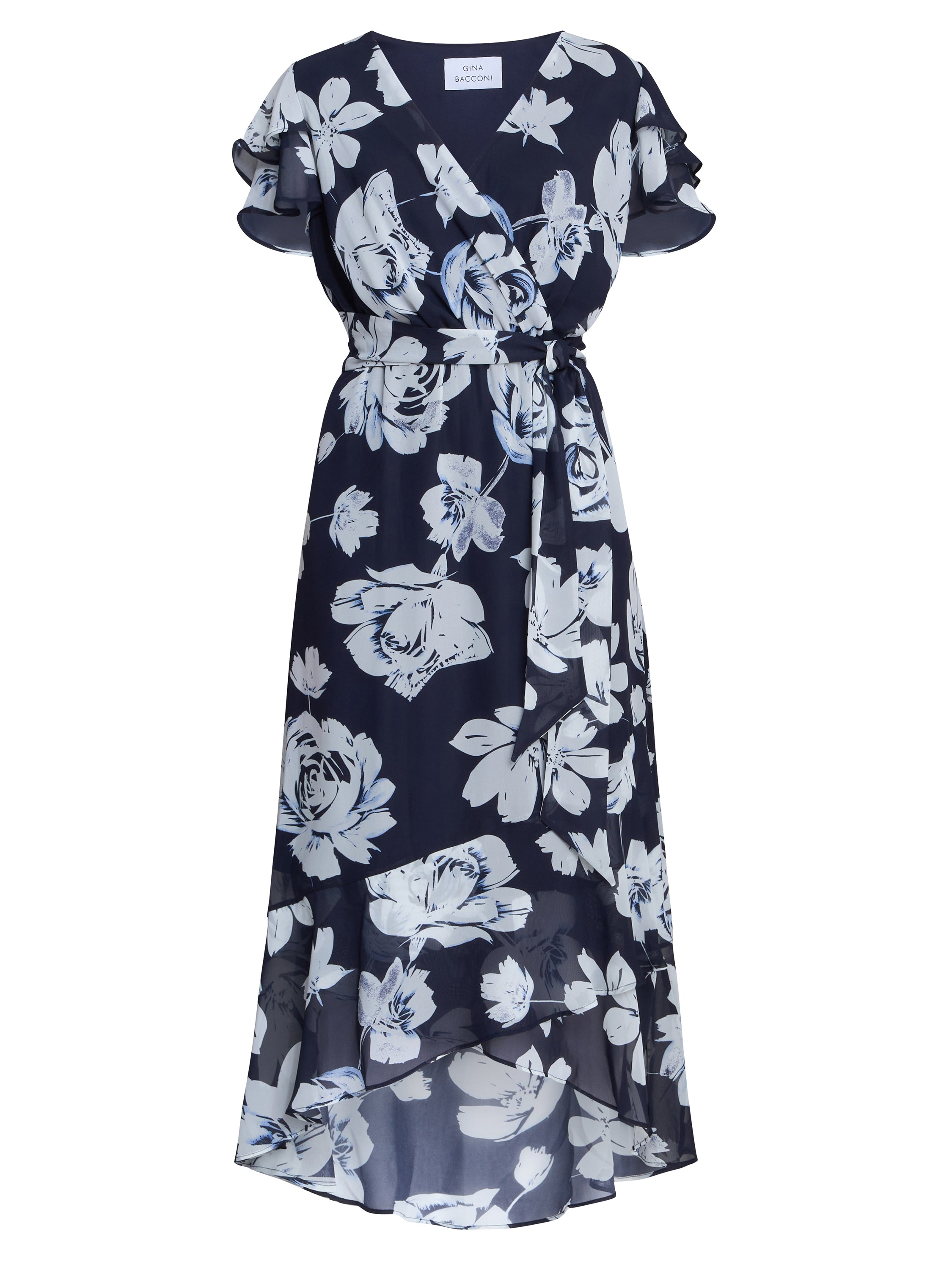 Gina Bacconi Navy / Multi Teresa Floral Chiffon Dress