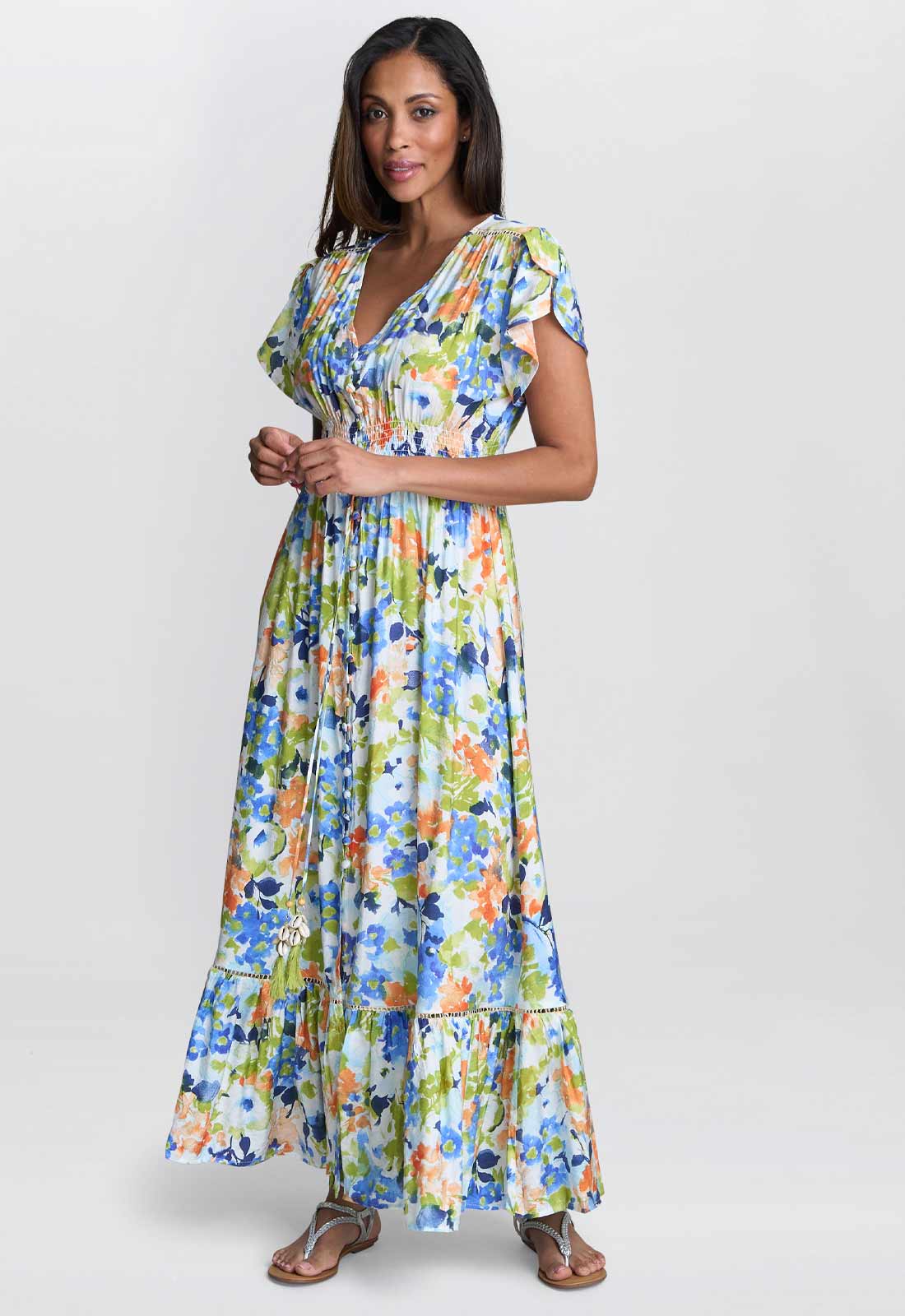 Gina Bacconi MULTI Gabi Button Down Dress