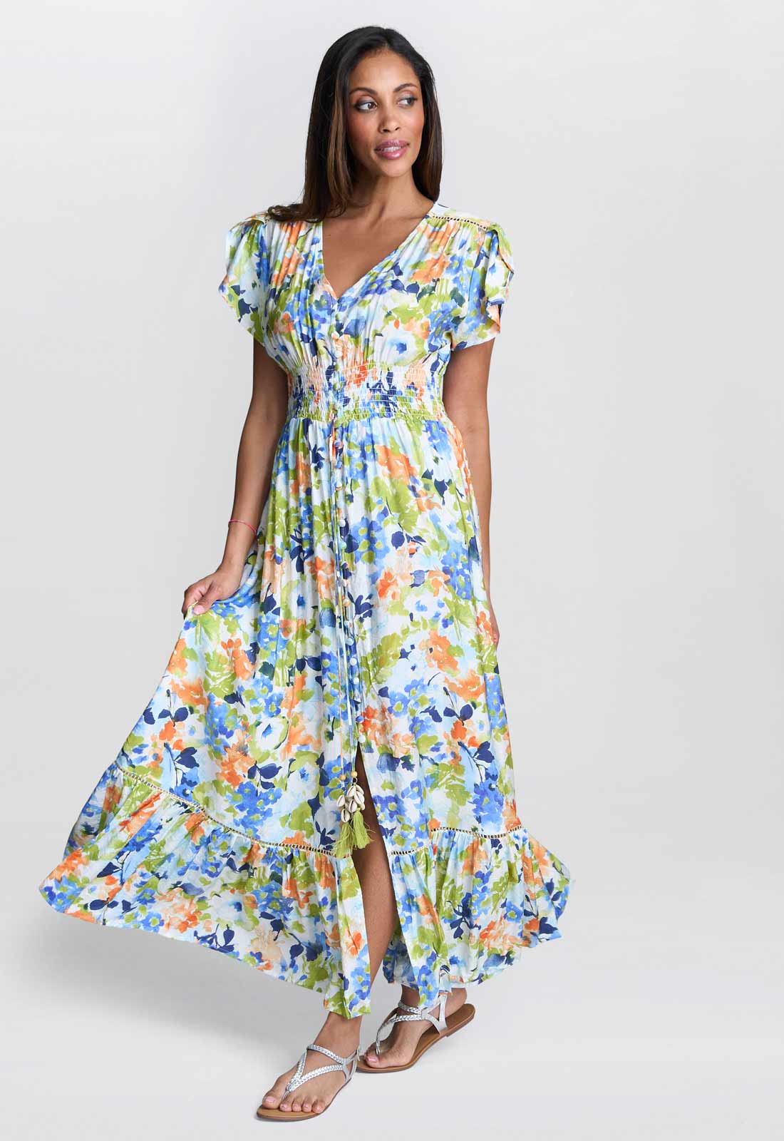Gina Bacconi MULTI Gabi Button Down Dress