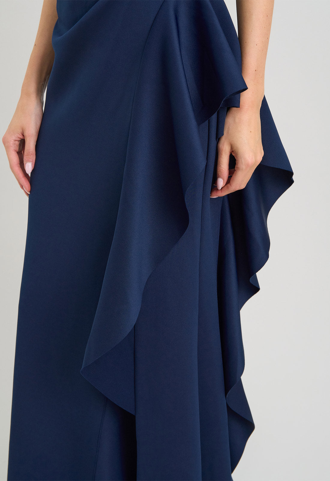 Gina Bacconi MIDNIGHT Darby One Shoulder Frill Dress