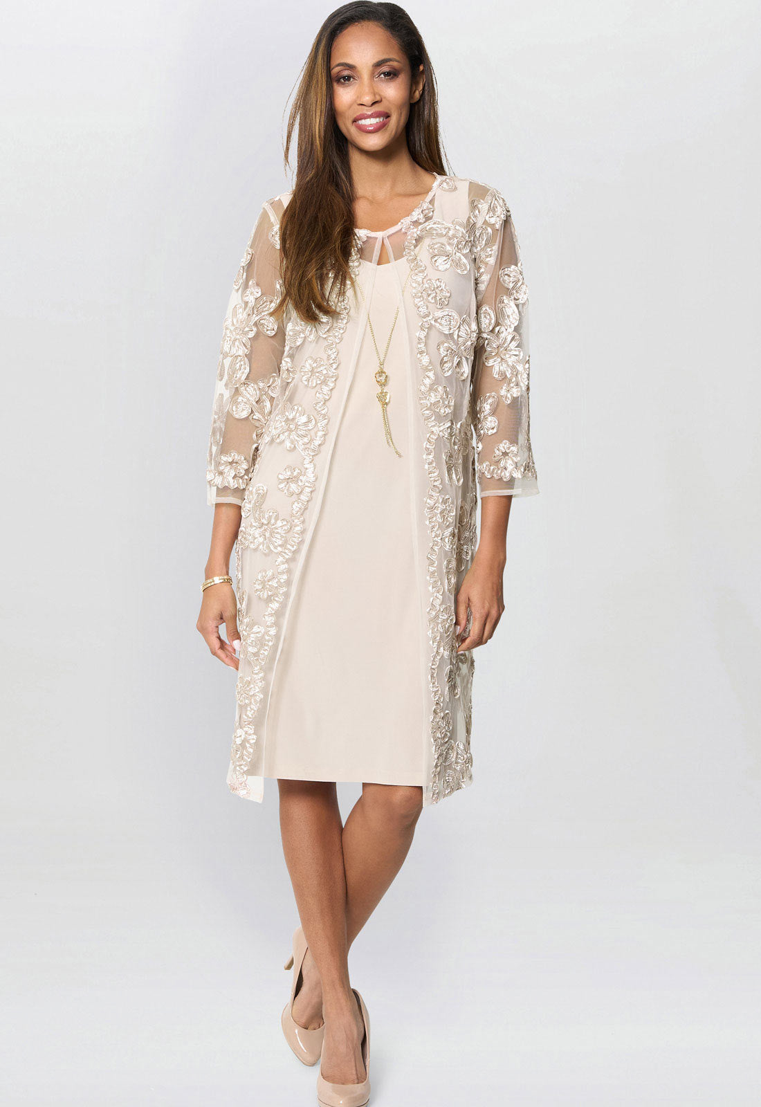 Gina Bacconi Champagne Dollie& Jacket Outfit