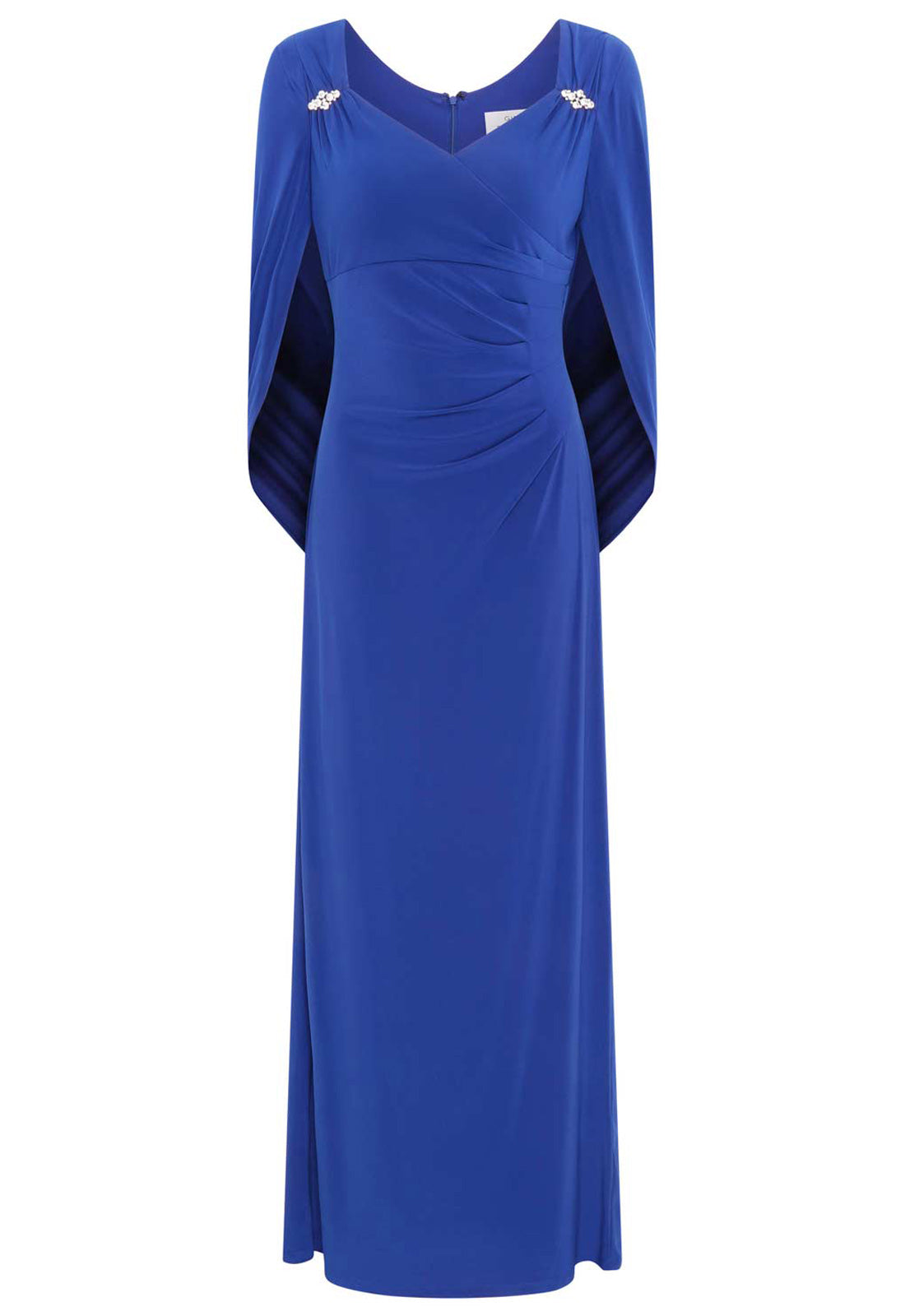 Gina Bacconi BLUE Jenna Draped Back Shoulder Maxi Dress