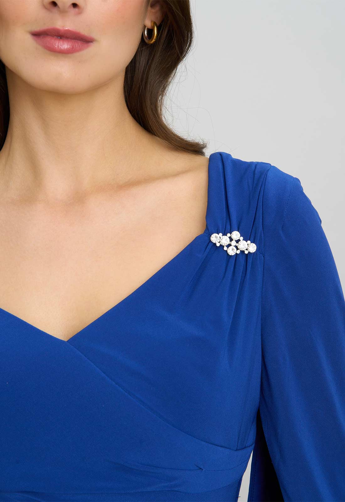 Gina Bacconi BLUE Jenna Draped Back Shoulder Maxi Dress