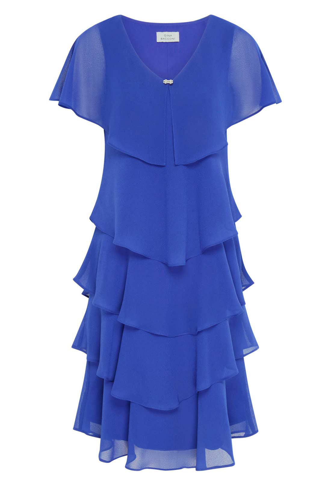 Blue layered dress on a white background