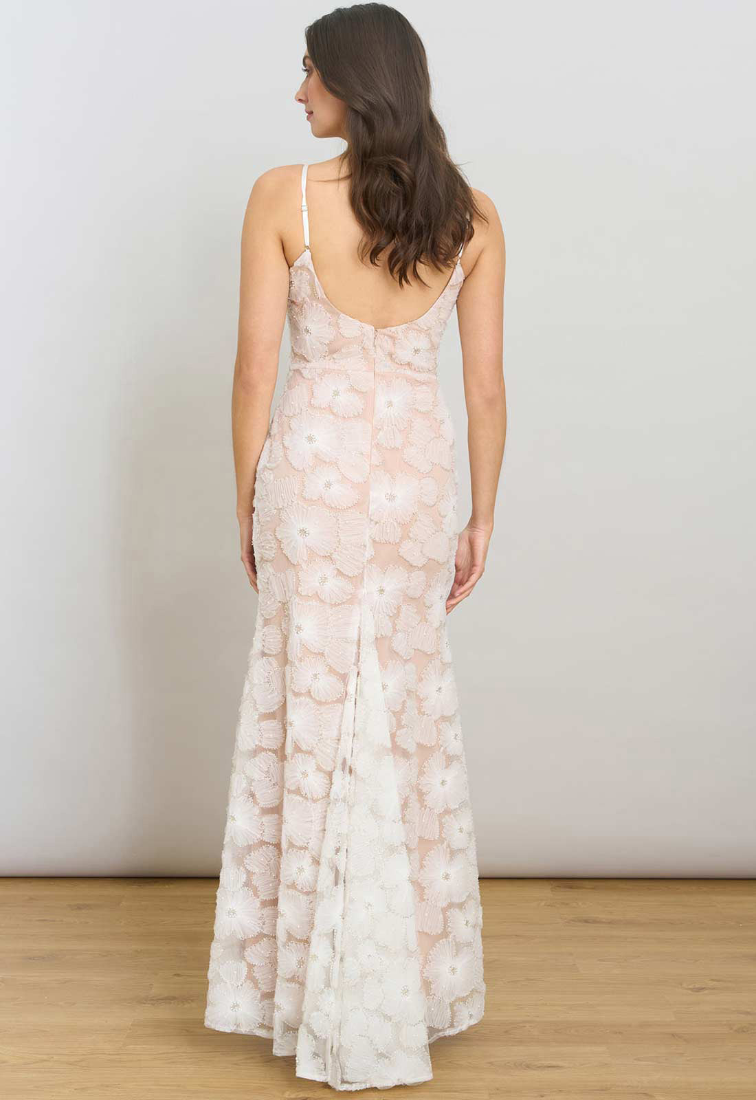 Gina Bacconi WHITE Eleni Beaded Soutache Maxi Dress