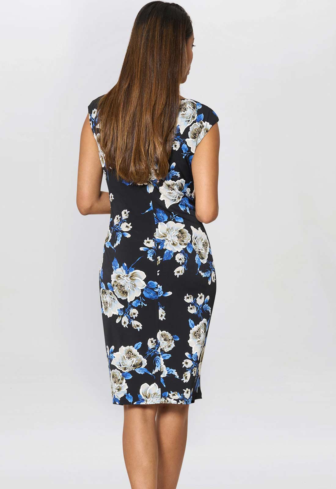 Gina Bacconi BLACK / MULTI Cybil Floral Print Sleeveless Dress