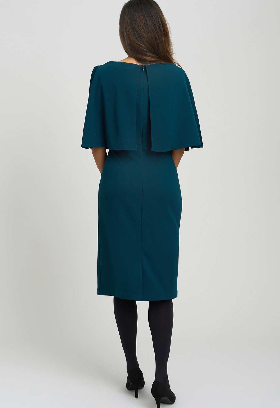 Gina Bacconi DARK GREEN Gillian Chiffon Cape Dress