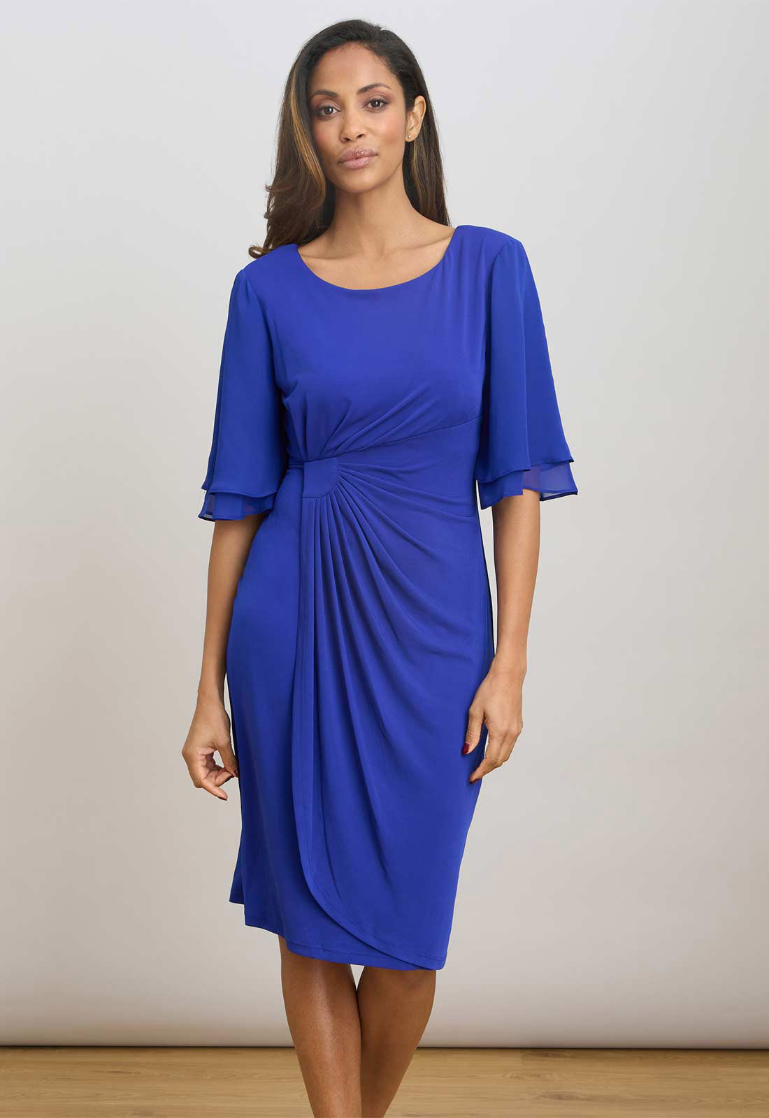 Gina Bacconi COBALT Hanne Jersey And Chiffon Wrap Dress