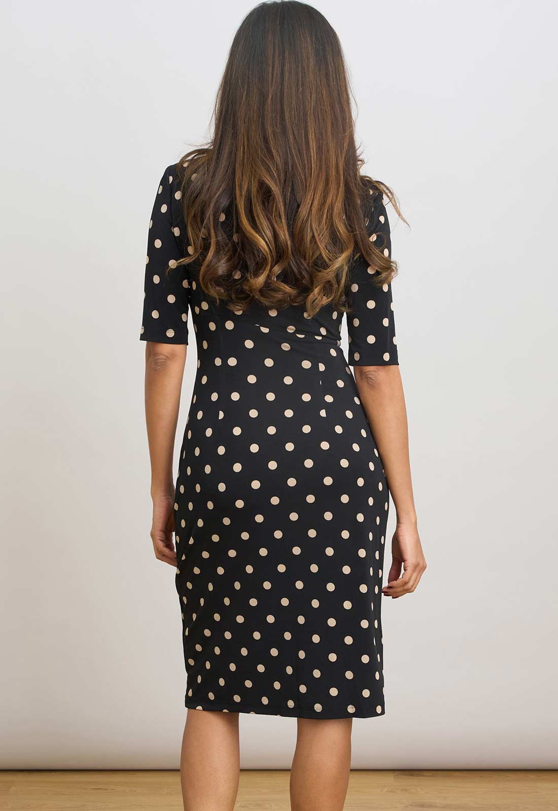 Gina Bacconi BLACK / BEIGE Harper Jersey Wrap Dress