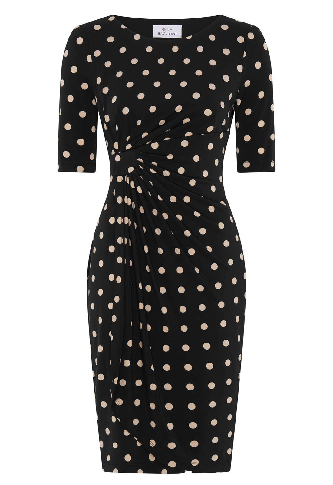 Gina Bacconi BLACK / BEIGE Harper Jersey Wrap Dress
