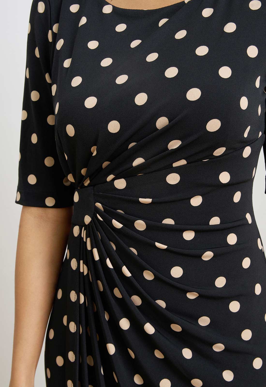 Gina Bacconi BLACK / BEIGE Harper Jersey Wrap Dress