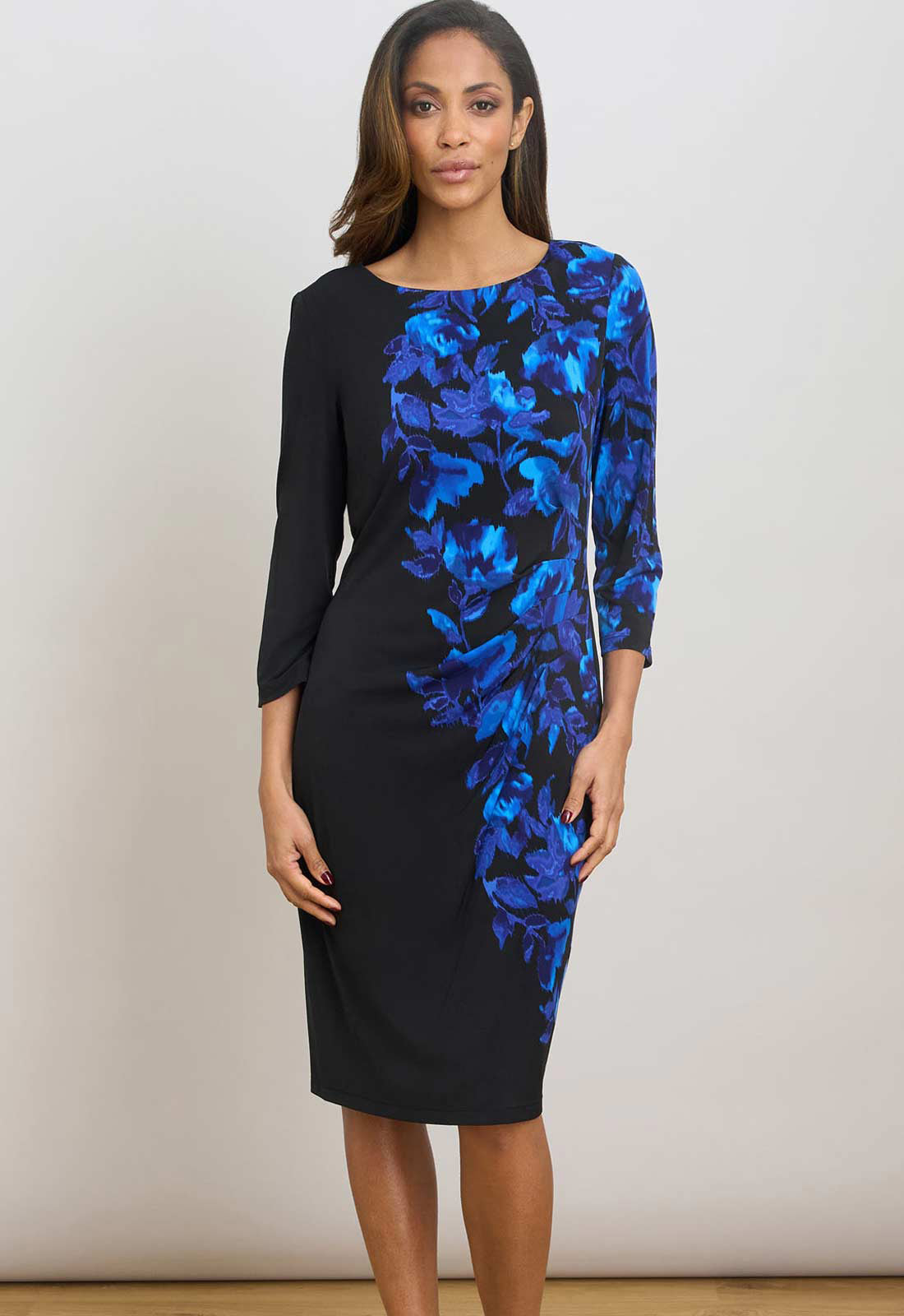 Gina Bacconi BLACK SAPHIRE Hayleigh Floral Print Dress