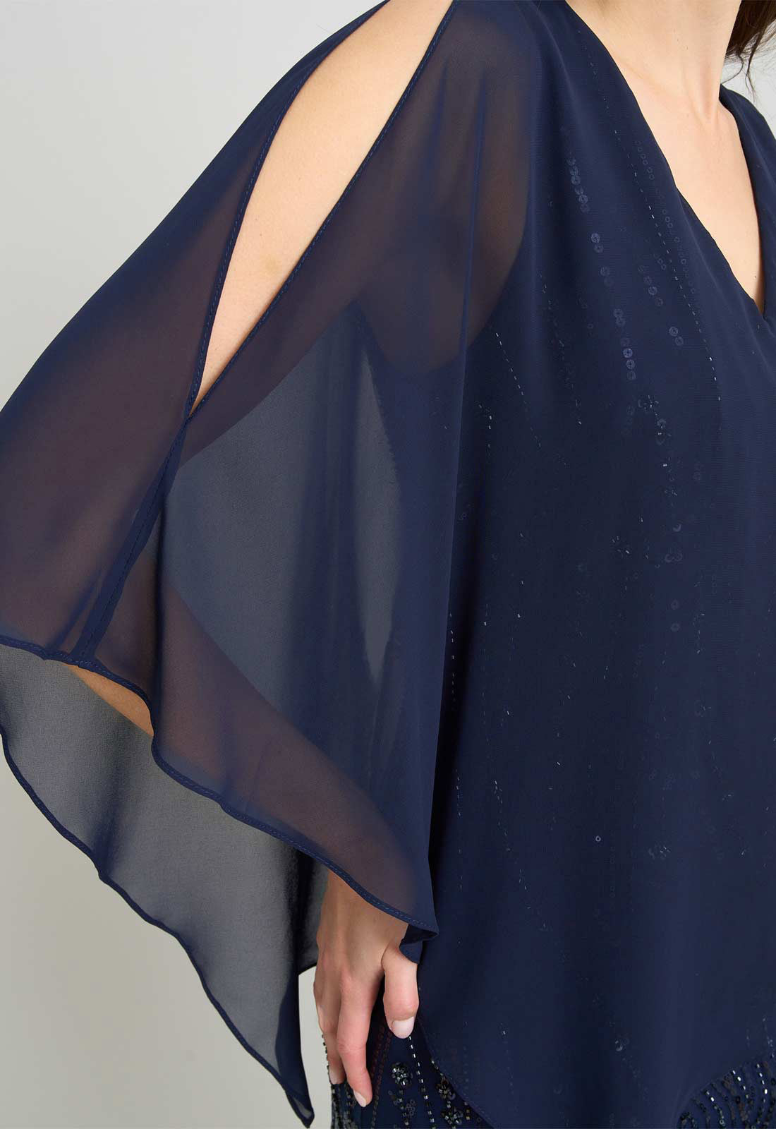 Gina Bacconi NAVY Leslie Embellished Maxi Dress