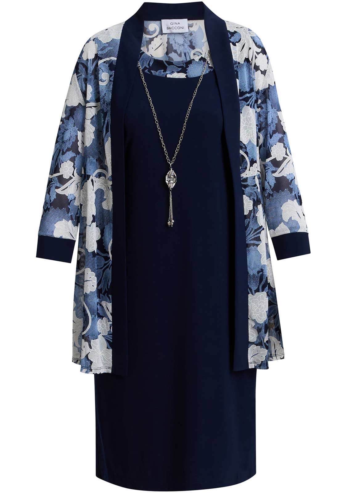 Gina Bacconi NAVY Lidiya Printed Dress And Jacket