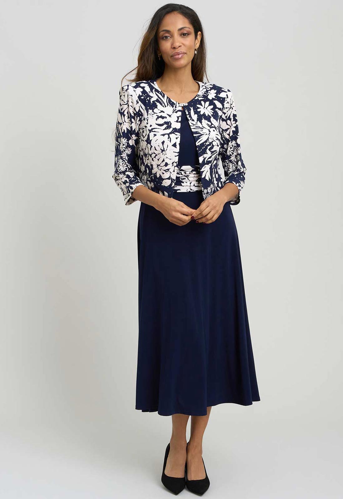 Gina Bacconi NAVY Nell Stretch Jersey Dress & Jacket